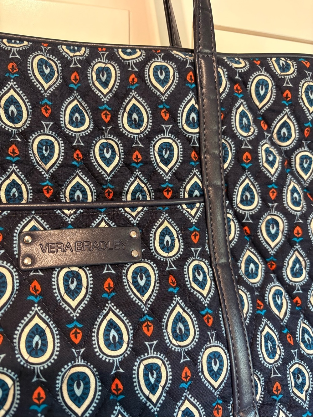 Vera Bradley Marrakesh Motifs Leather Trim Tote Bag Tassel Retired Print - Picture 2 of 5